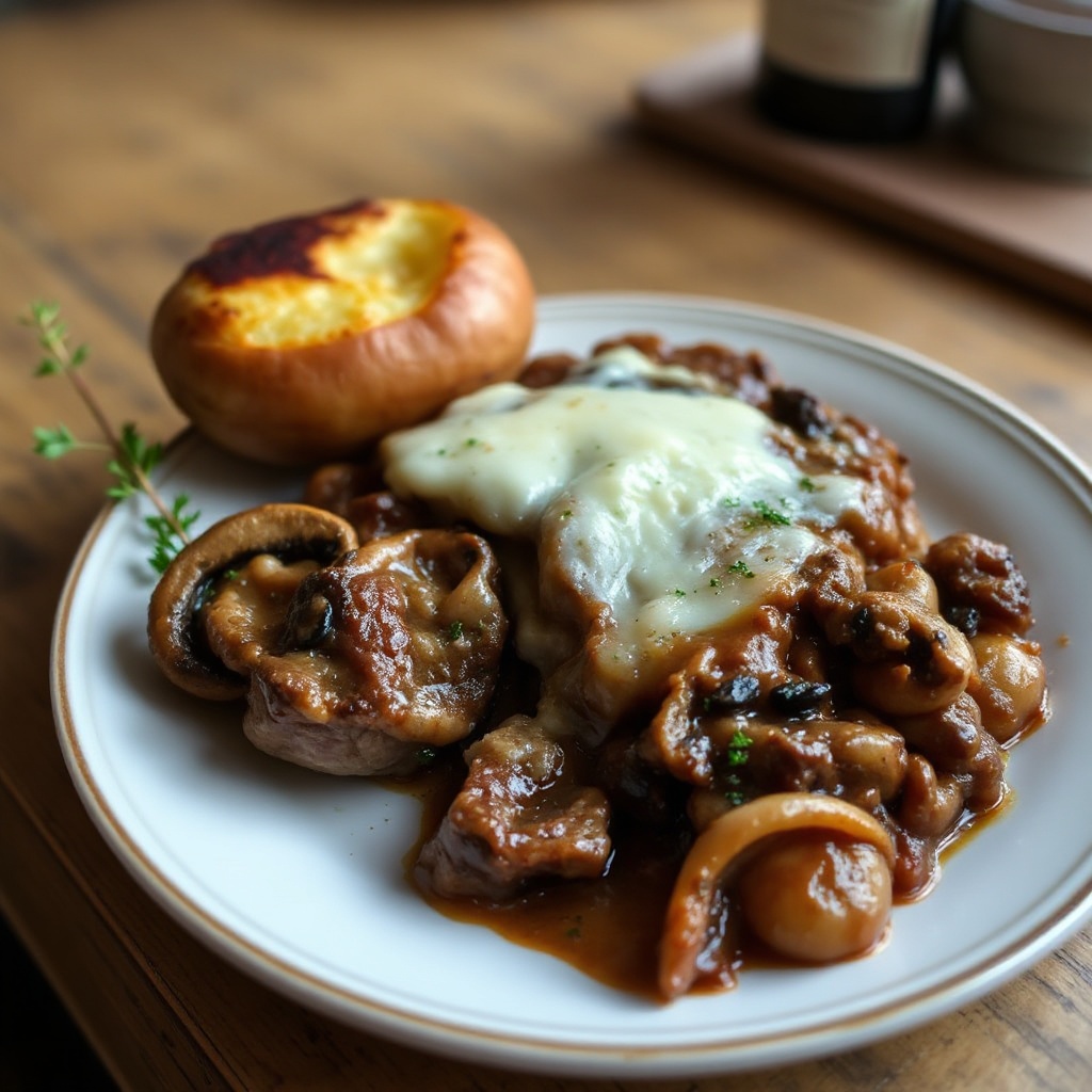 Savory Marsala Steak and Mushroom Bake