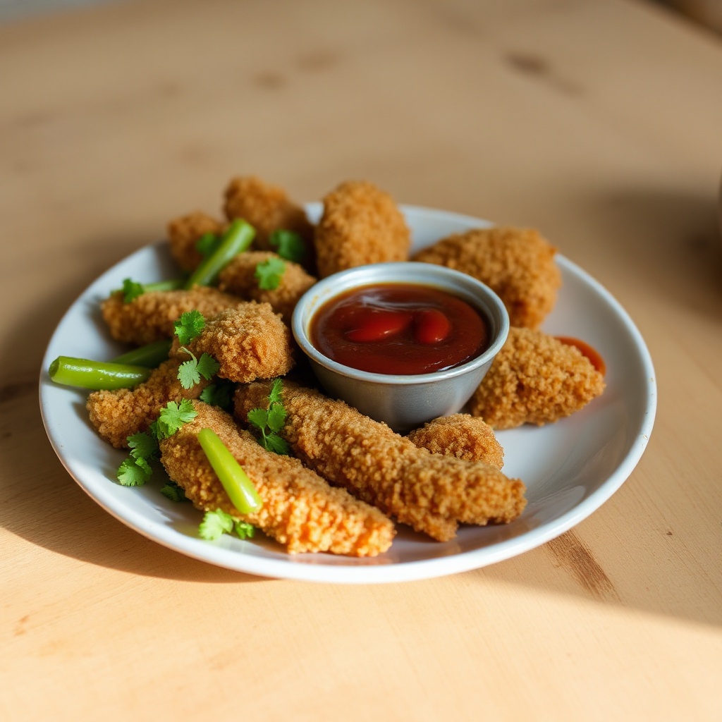 Crispy Chicken Strips with Sweet Plum Dip
