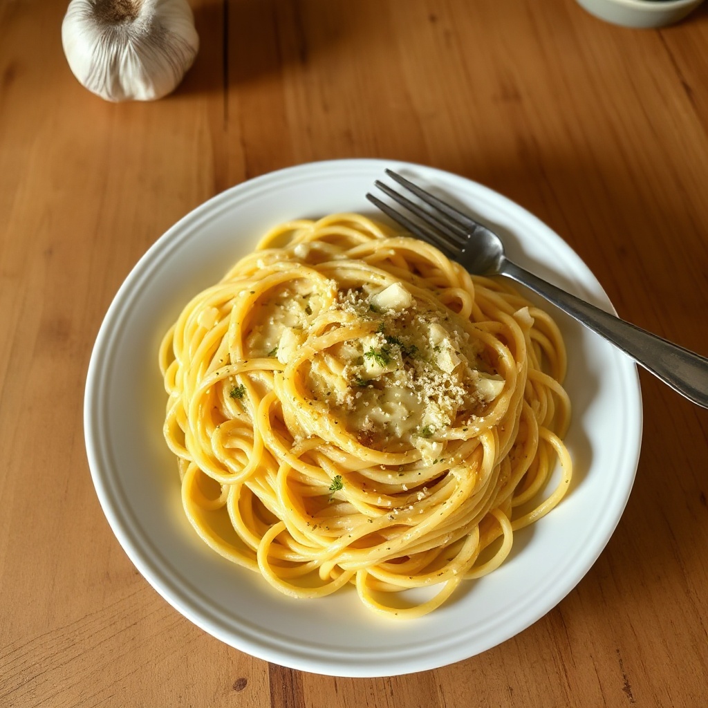 Cremige Knoblauch-Fettuccine