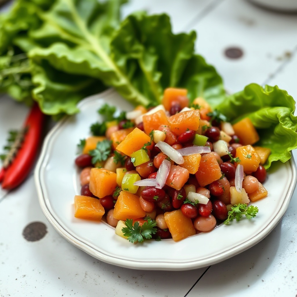 Lebendiger Zitrus-Bohnensalat