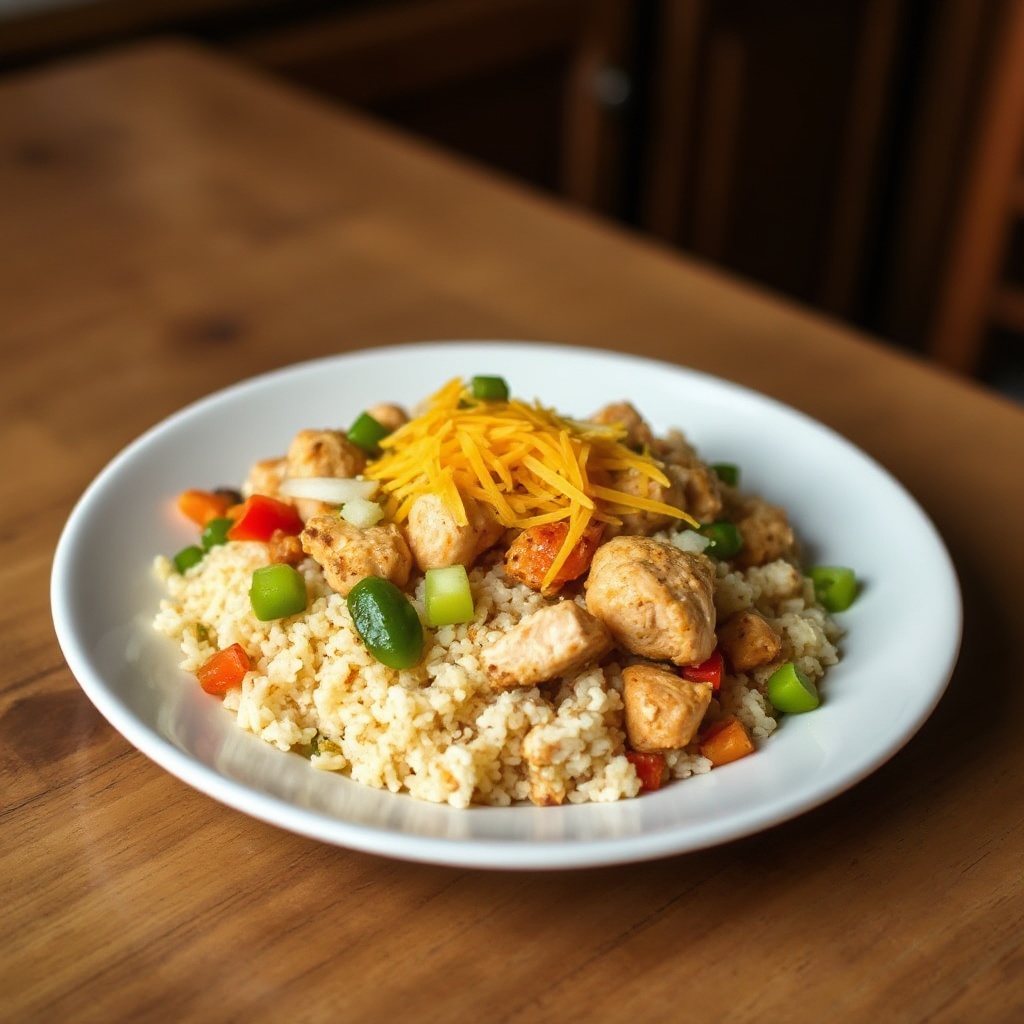 Würzige Hähnchen-Fajita-Reis-Schüssel
