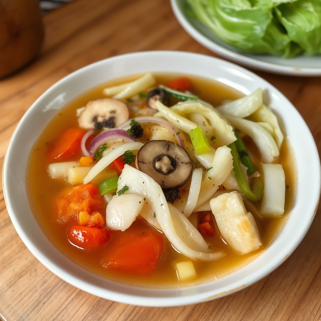 Geschmackvolle Detox-Suppe mit Kohl und Gemüse
