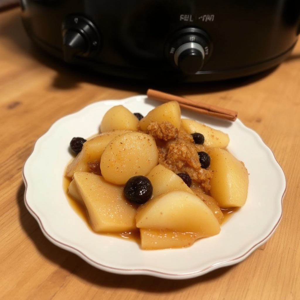 Langsame Kochgerät Gewürzter Apfel Genuss