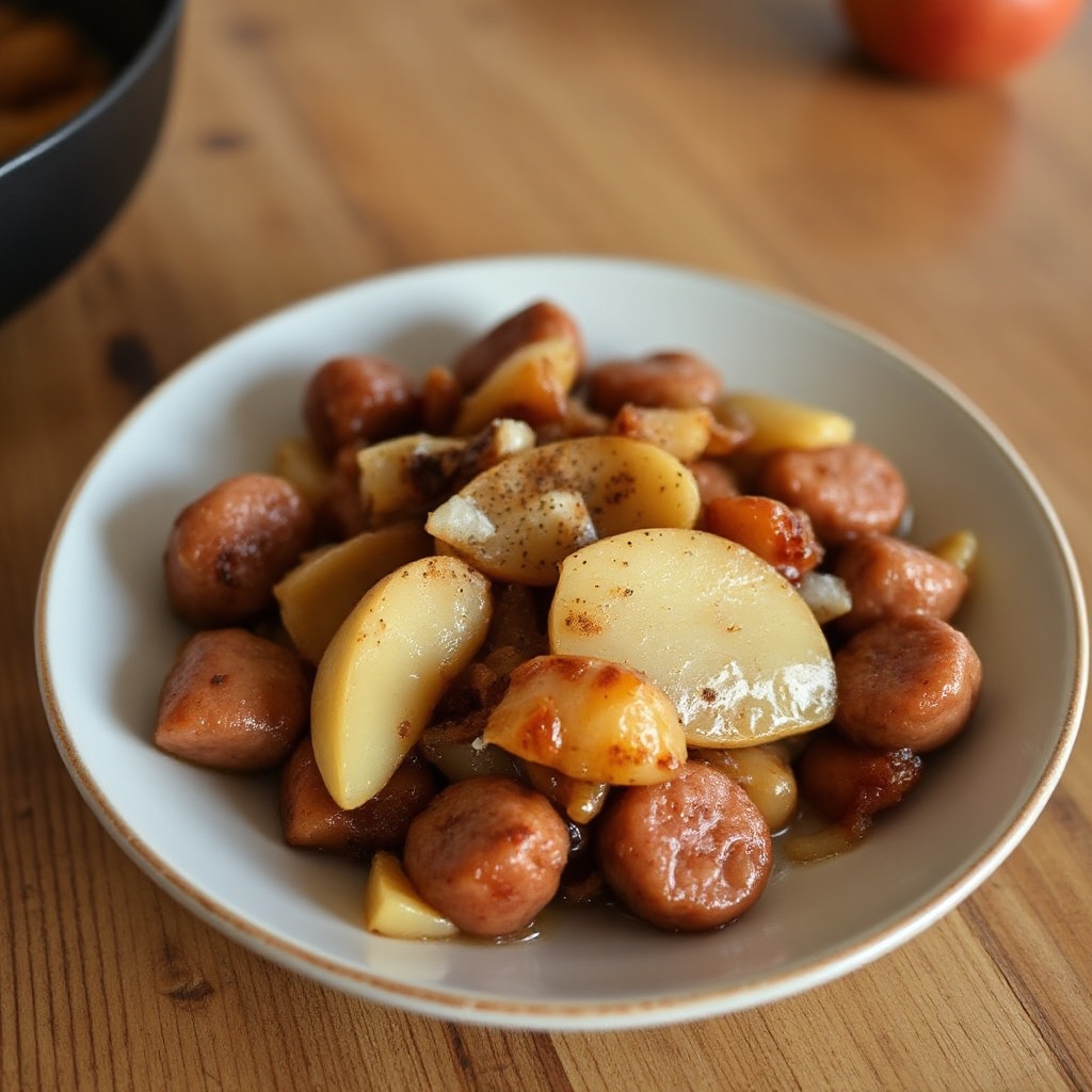 Karamellisierte Apfel-Wurst-Pfanne
