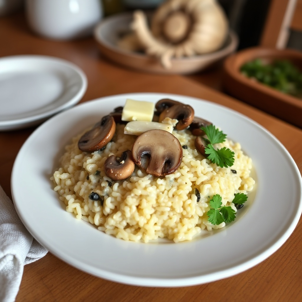 Cremiges Knoblauch-Pilz-Risotto