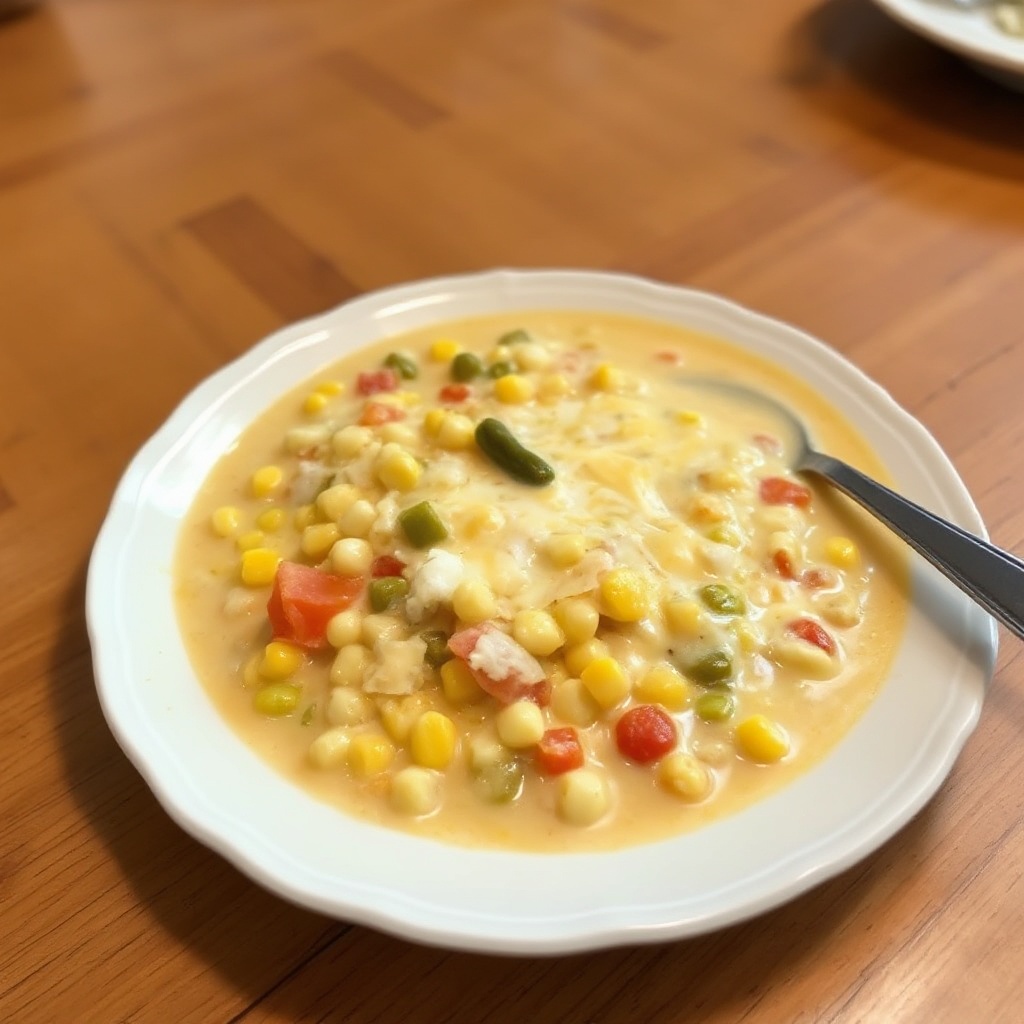 Cremige Mais- und Käsesuppe mit einem Kick