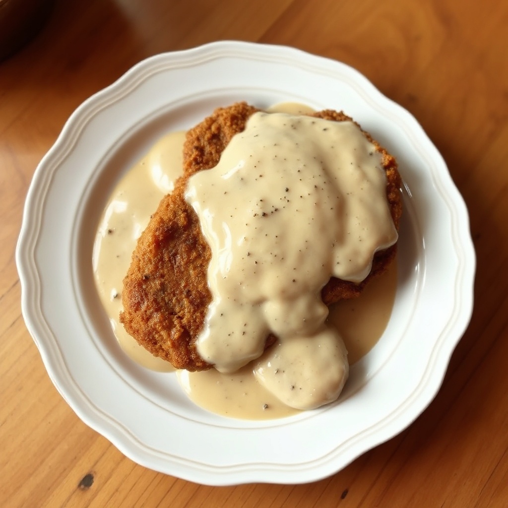 Südstaaten-Stil Knuspriges Gebratenes Steak mit Cremiger Soße