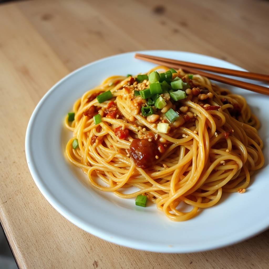 Noodles Piccanti con Salsa di Sesamo e Arachidi