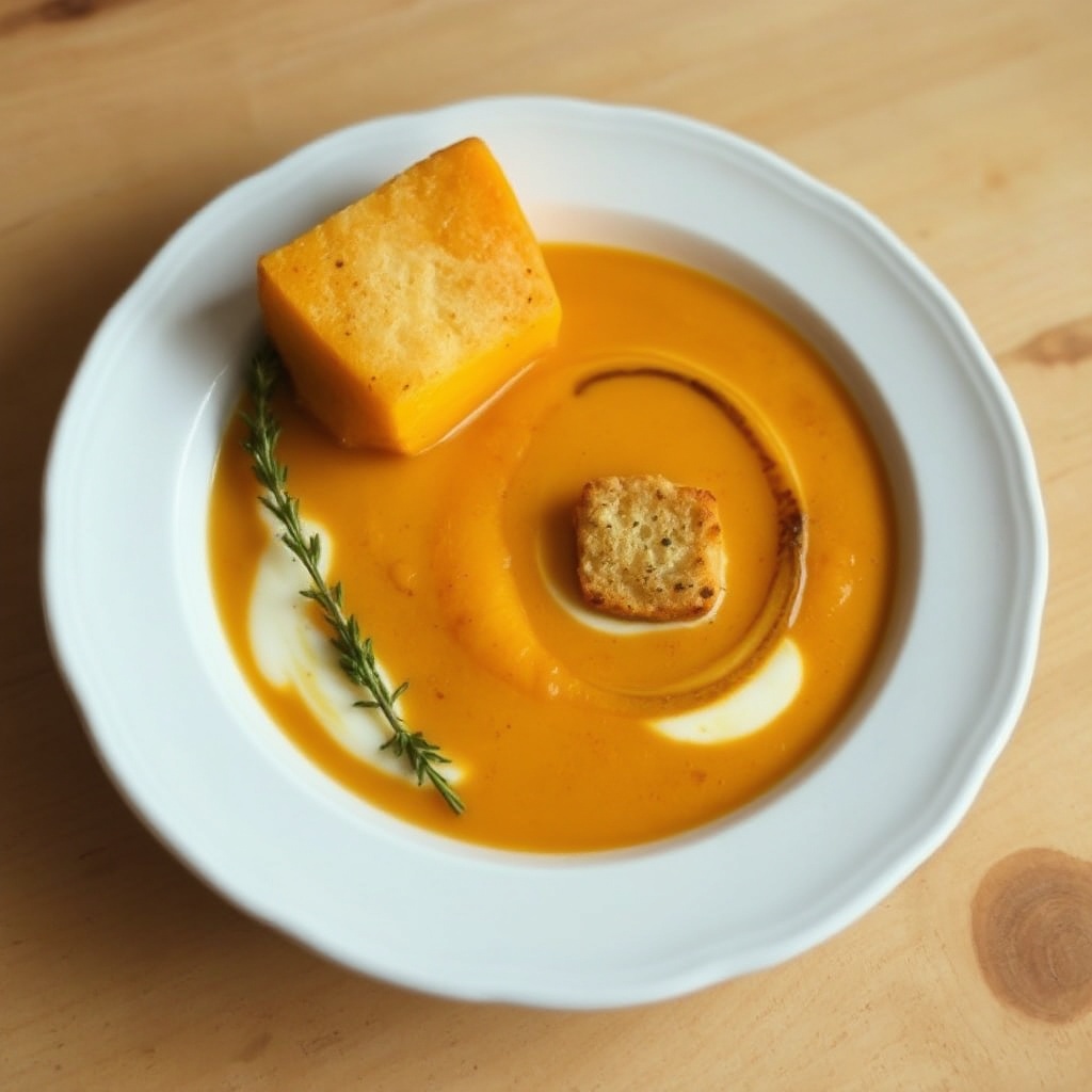 Geröstete Butternut-Kürbis- und Apfelsuppe