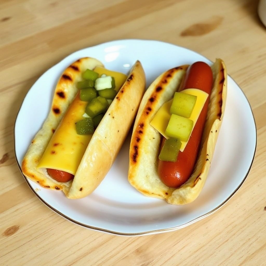 Wraps di Hot Dog Grigliati e Formaggio