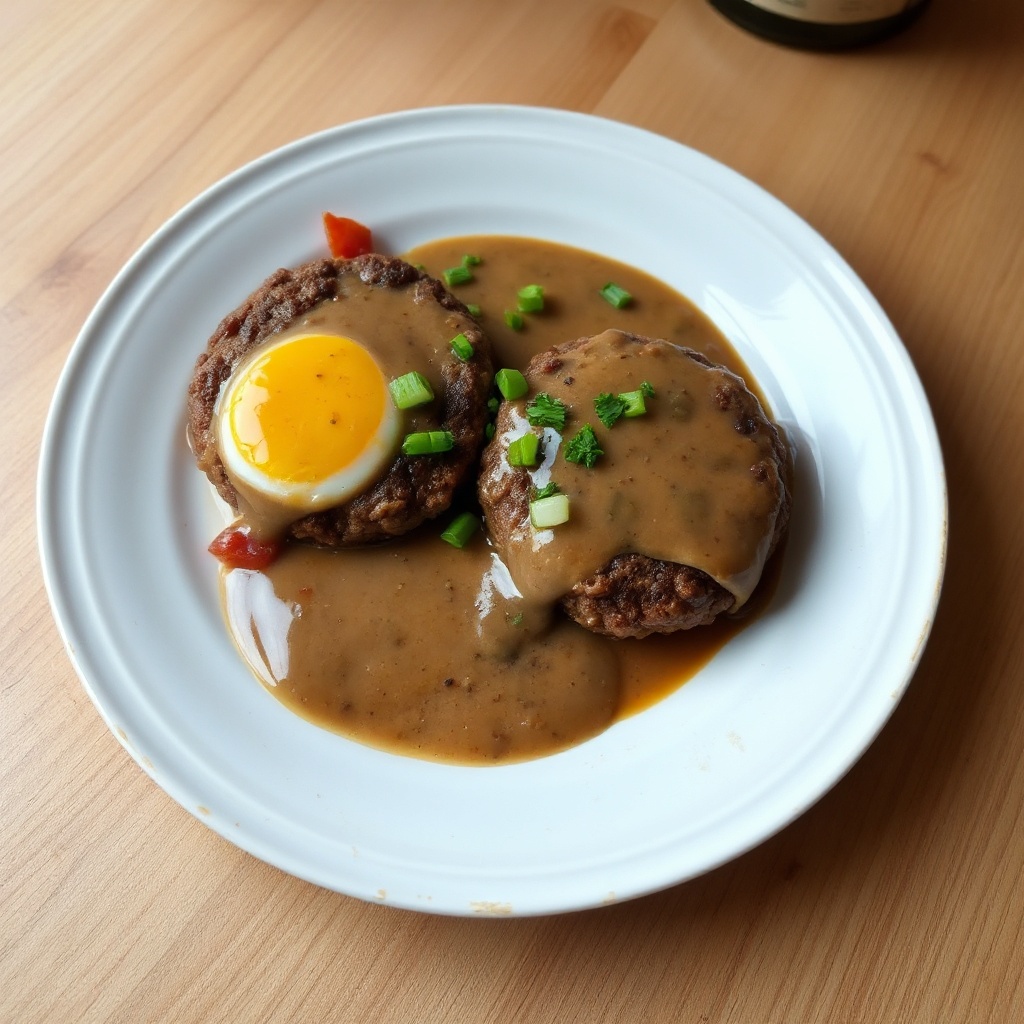 Herzhafte Rindfleisch- und Speck-Patties mit reichhaltiger Soße