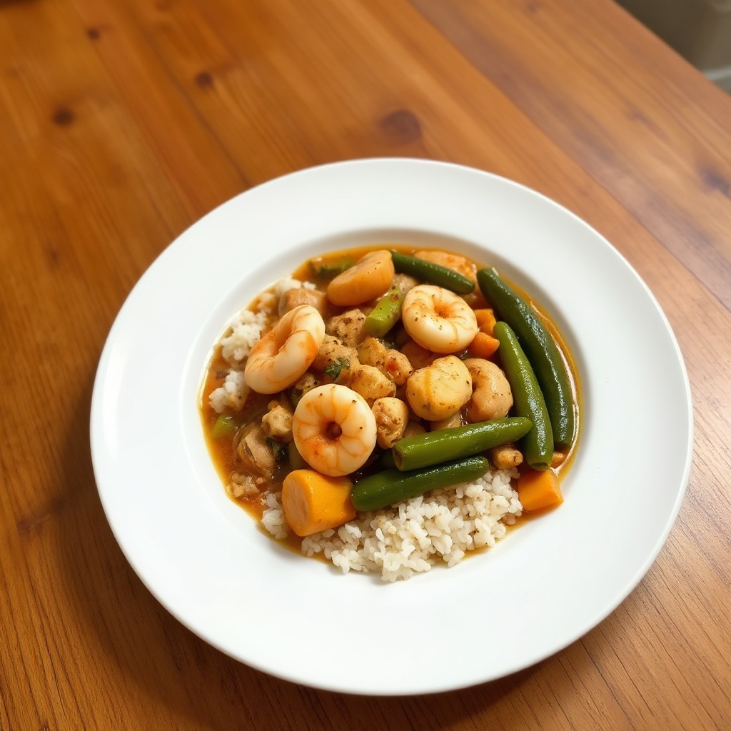 Meeresfrüchte und Hähnchen Cajun Gumbo
