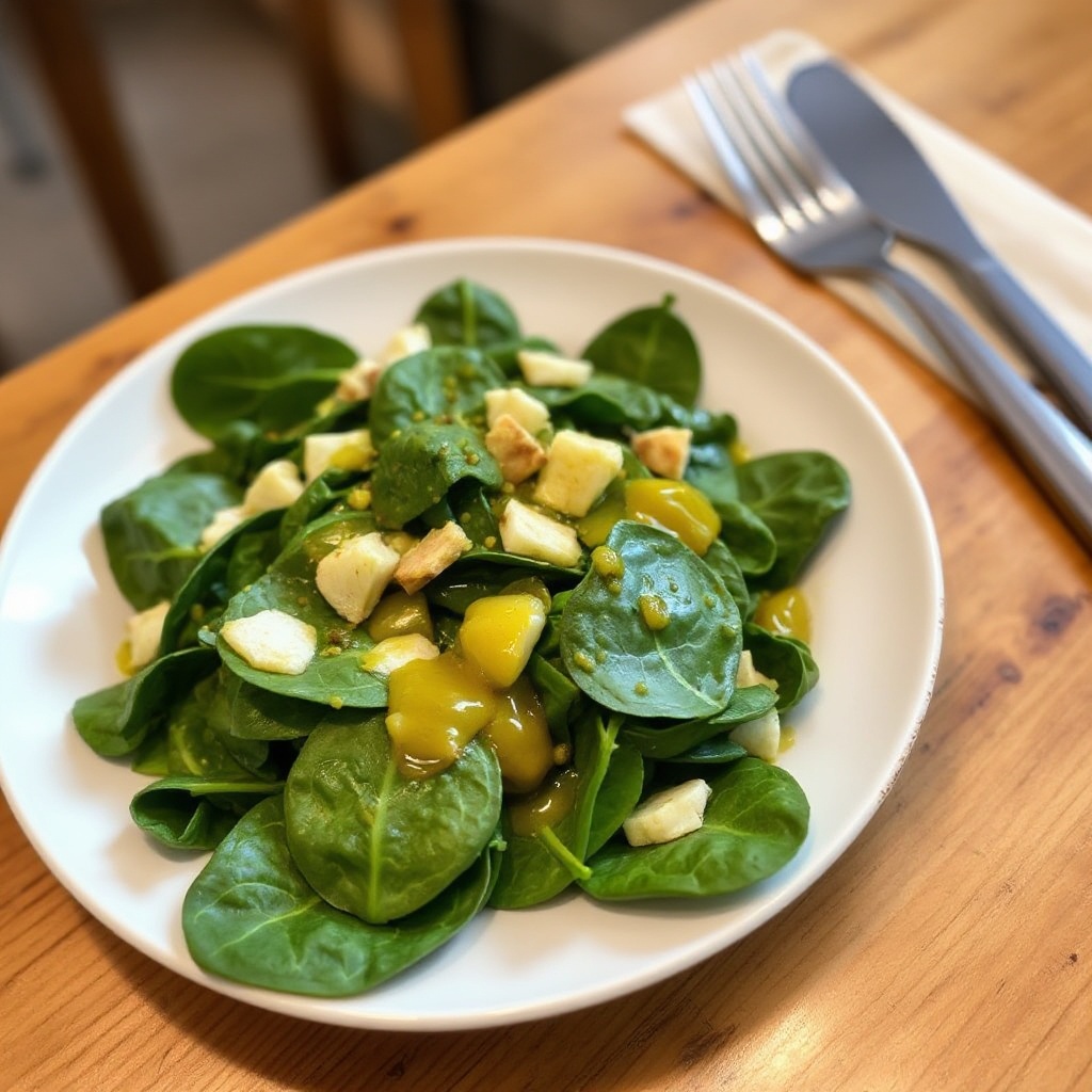 Spinat-Salat mit Honig-Senf-Vinaigrette