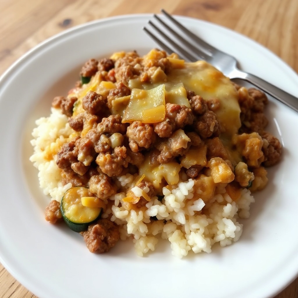 Herzhafte Zucchini- und Rindfleischauflauf