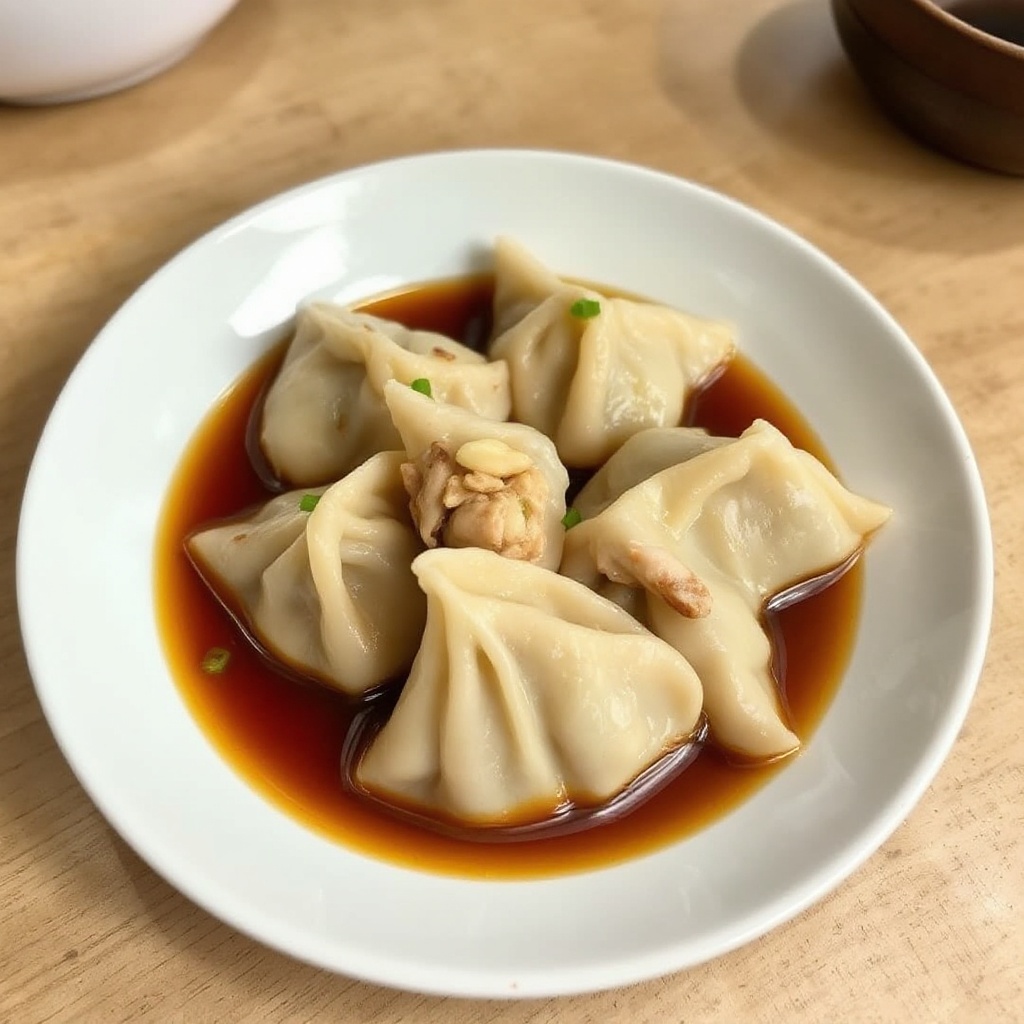 Savory Chicken Dumplings with Ginger Soy Sauce