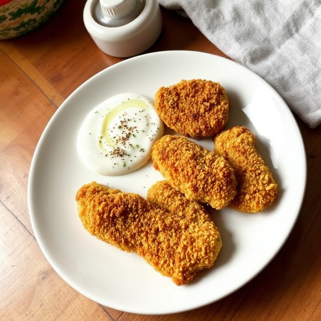 Strisce di Pollo con Crosta di Anacardi e Salsa di Yogurt Speziata