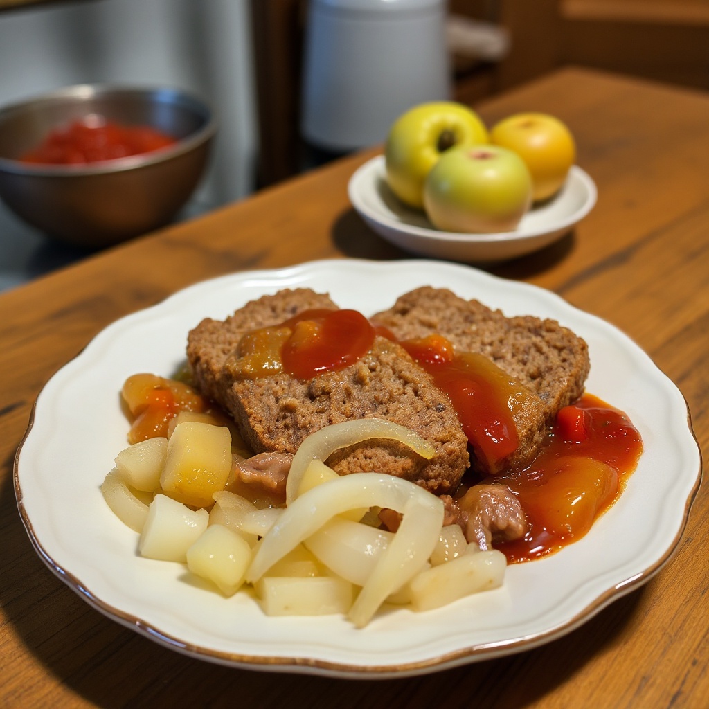 Herzhafter Apfelmus-Schweine- und Rinderbraten