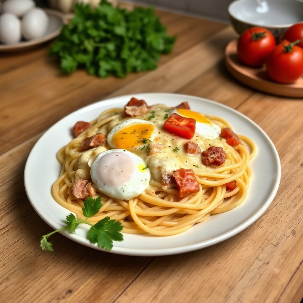 Creamy Italian Pasta with Pancetta and Eggs