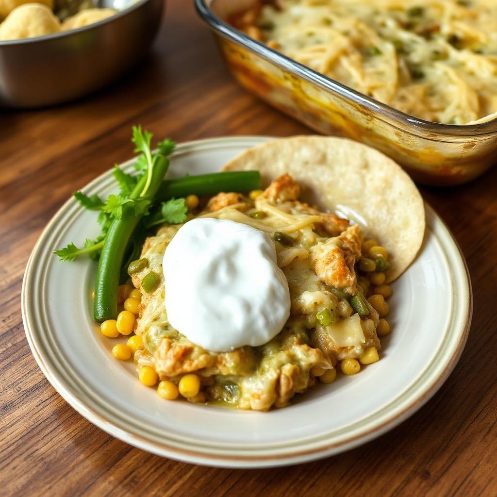 Käse-Grüne-Chili-Hühnchen-Auflauf