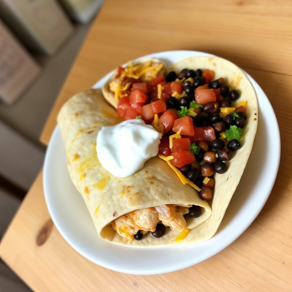 Wraps di Pollo e Fagioli Neri con Formaggio
