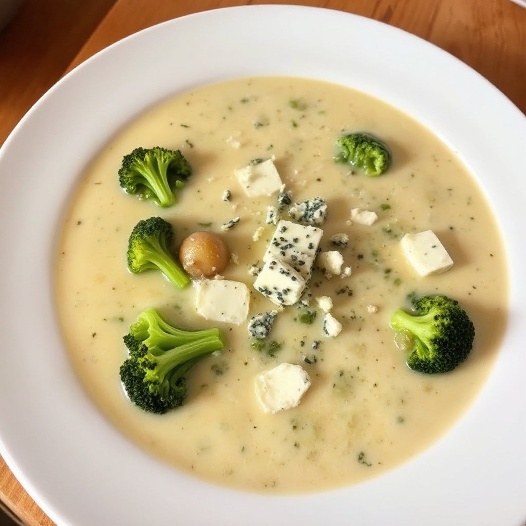 Cremige Brokkoli-Blauschimmelkäse-Suppe