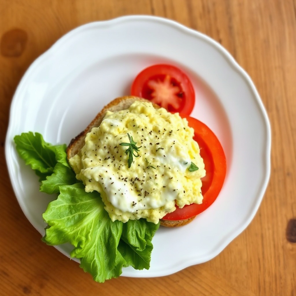 Kräuter-Eiersalat-Sandwich mit Romanasalat und Tomate