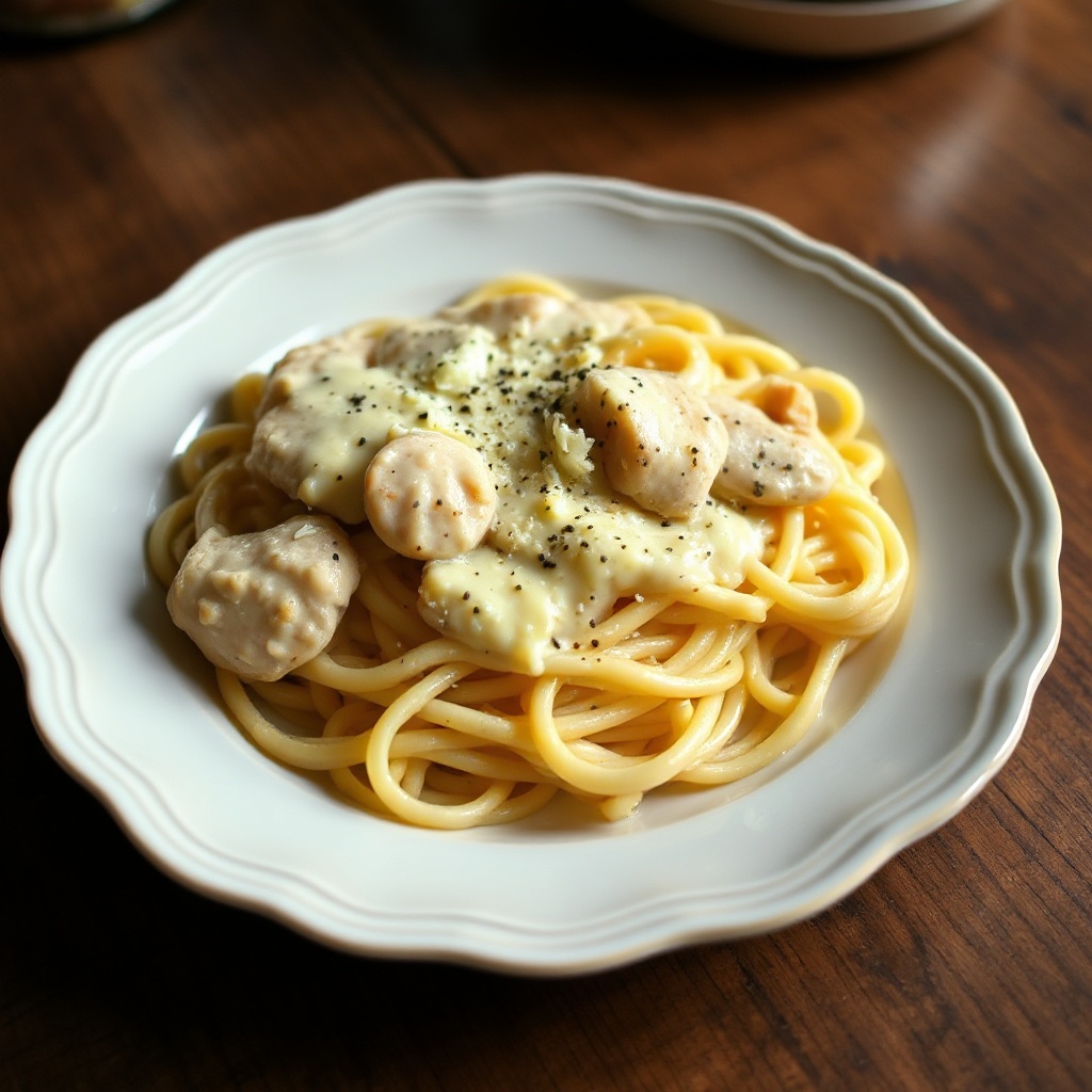 Pasta Cremosa con Pollo e Parmigiano all'Aglio
