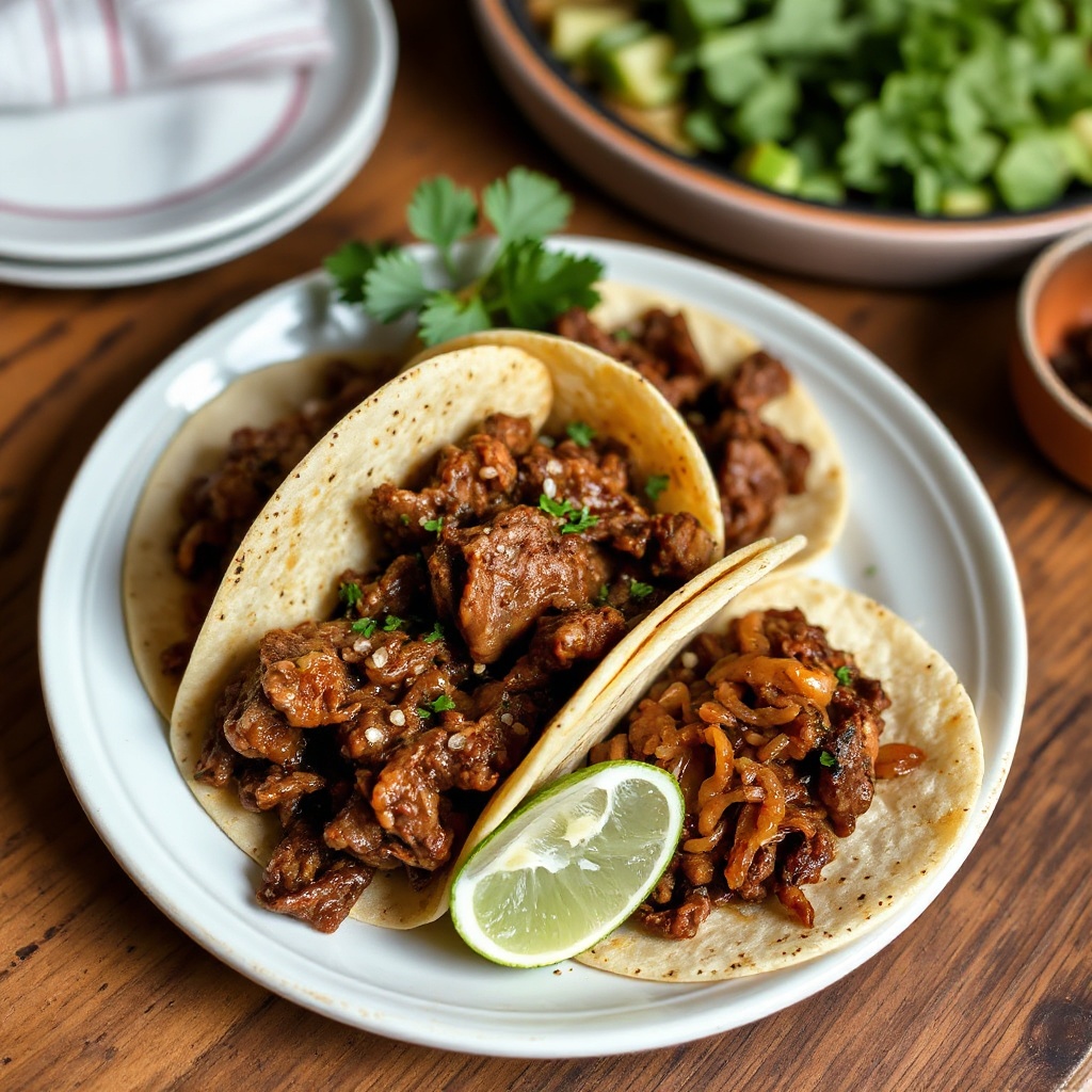 Langsam gegarte Barbacoa-Rindfleisch-Tacos