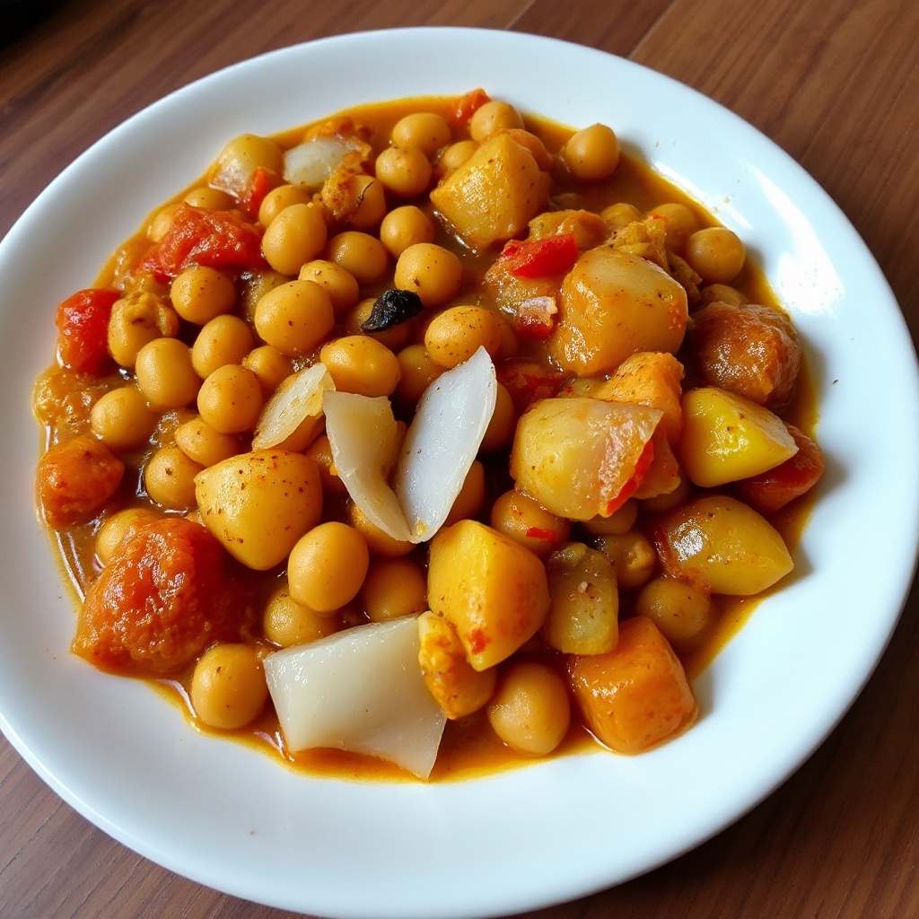 Gewürzter Kichererbsen- und Kartoffel-Curry