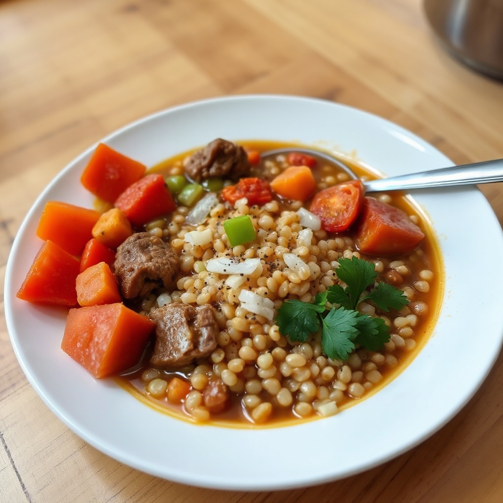 Zuppa di Manzo e Orzo con Verdure
