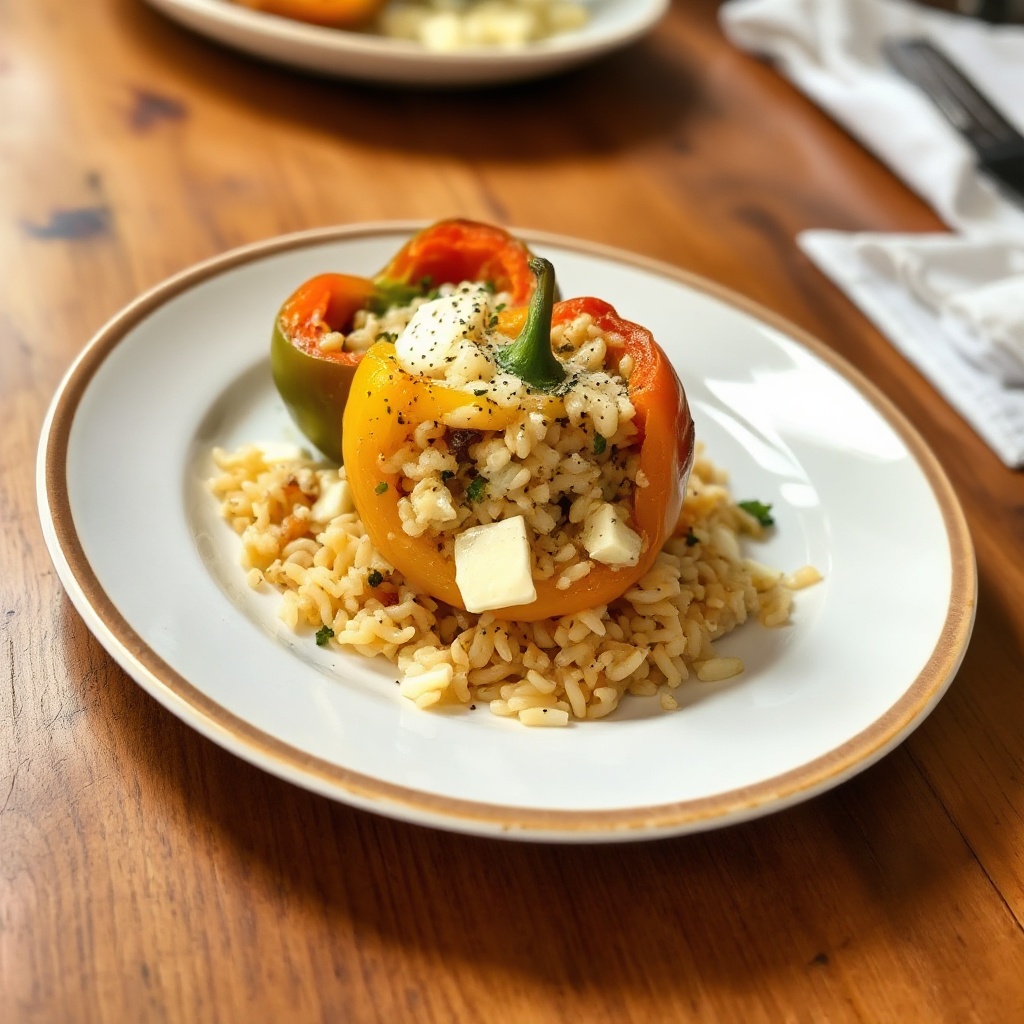 Gefüllte Paprika mit Orzo und Käse