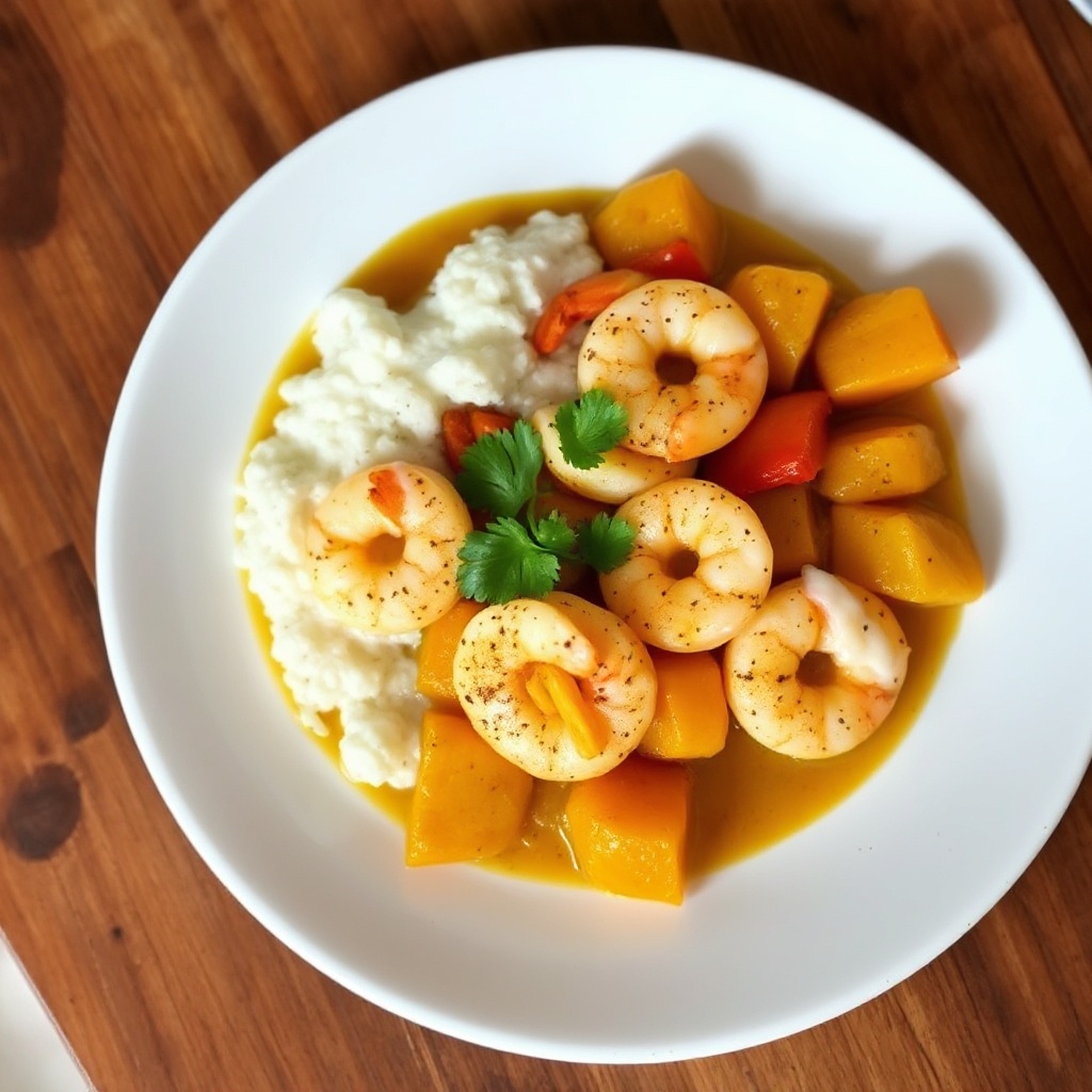 Garnelen und Butternut-Kürbis Kokos-Curry