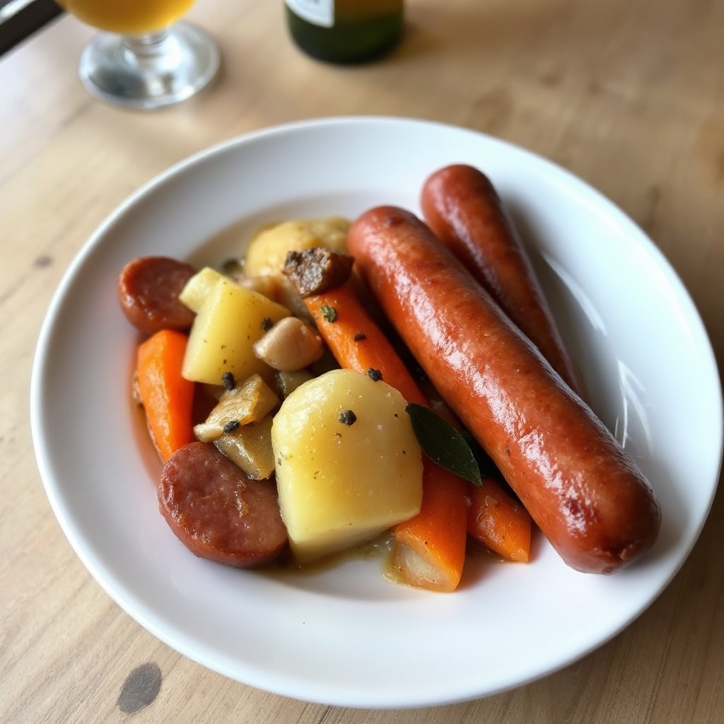 Herzhafter Kielbasa- und Wurzelgemüse-Auflauf