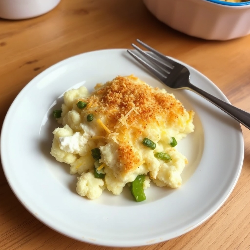 Käse-Blumenkohl-Auflauf mit knusprigem Belag