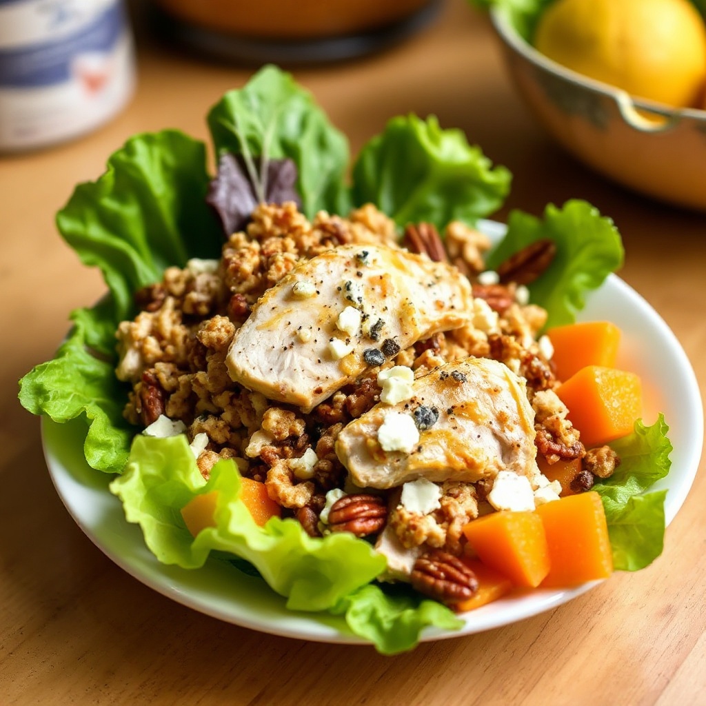 Knuspriger Pekan-Hühnchen-Salat mit Zitrus-Vinaigrette