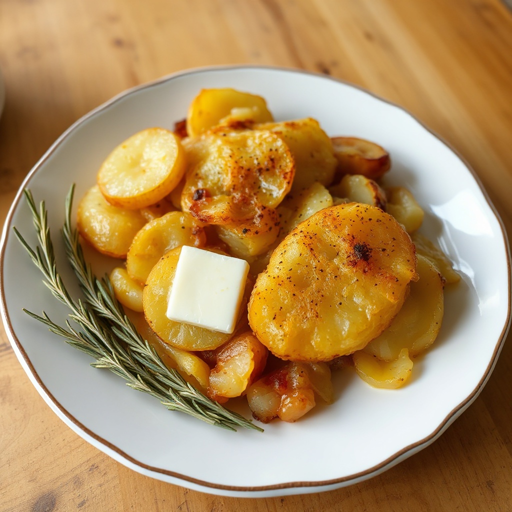 Goldene knusprige Kartoffel-Zwiebel-Auflauf