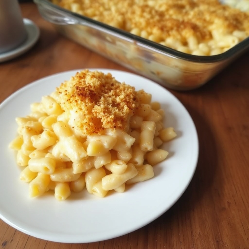 Cremige gebackene Makkaroni mit knusprigem Belag