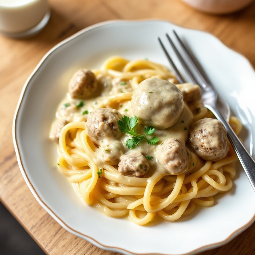 Creamy Swedish Meatball Pasta