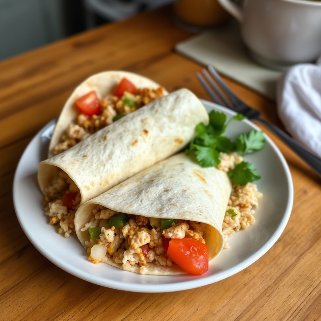 Würzige Hähnchen- und Reis-Wraps
