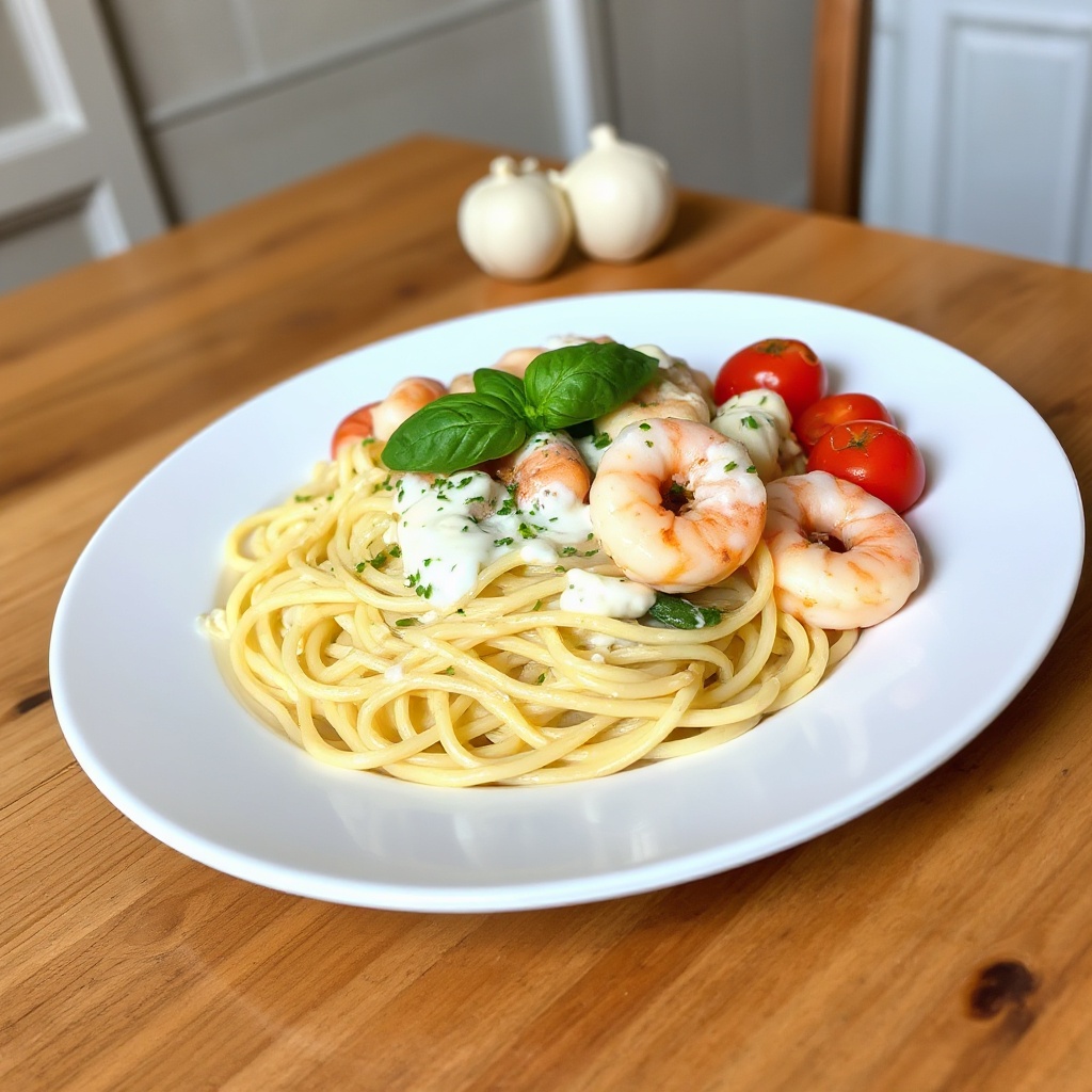 Cremige Basilikum Garnelen Pasta Delikatesse