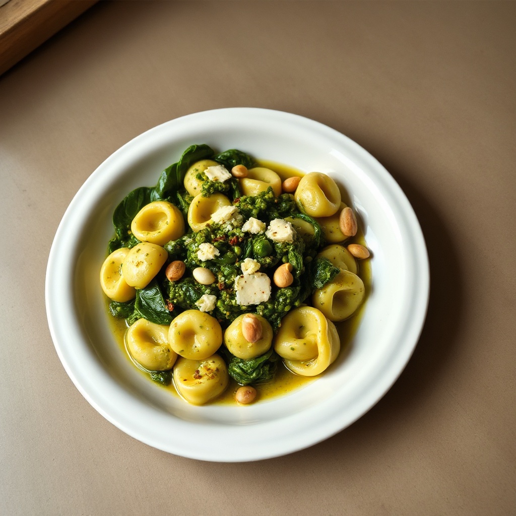 Delizia di Tortellini al Pesto di Spinaci