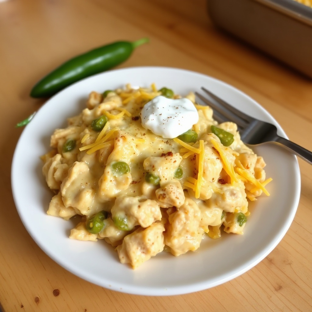 Cremige grüne Chile-Hühnchen-Auflauf