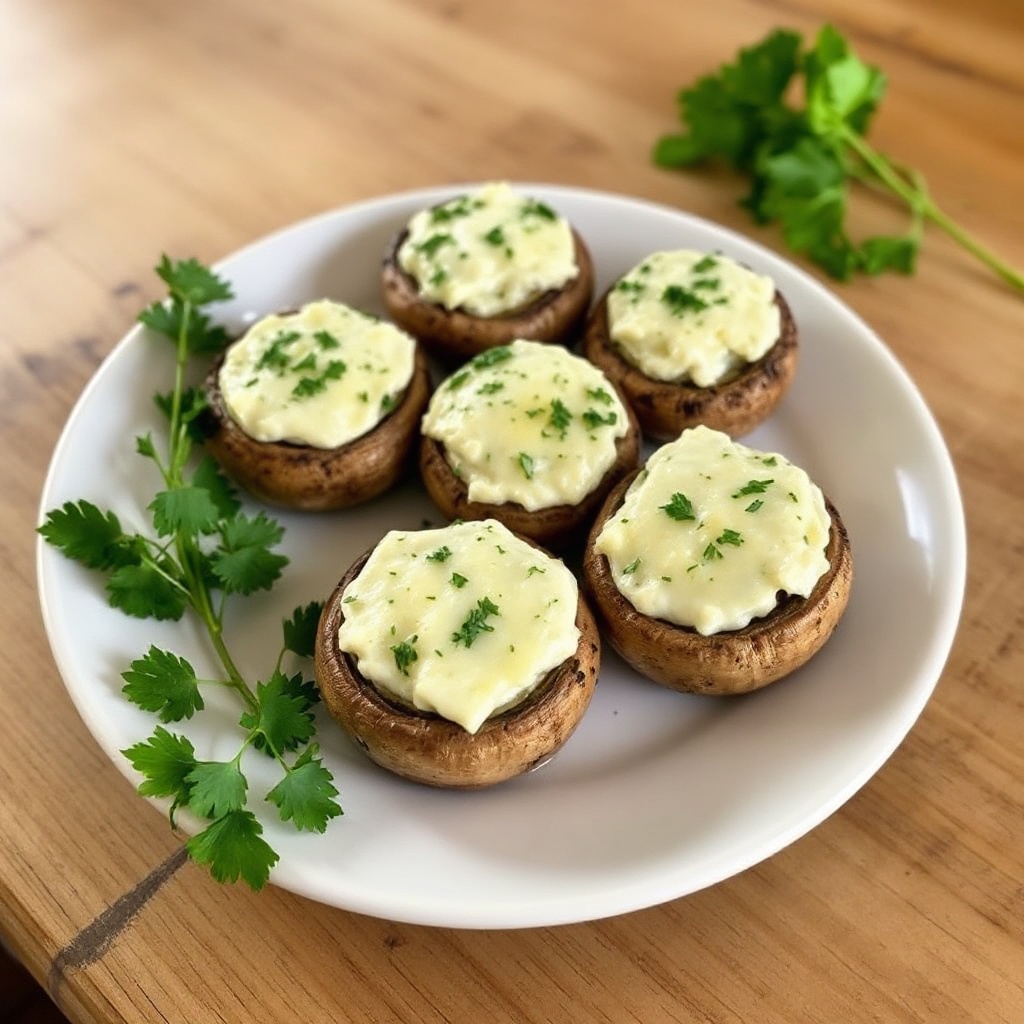 Funghi Ripieni di Formaggio e Erbe Aromatiche