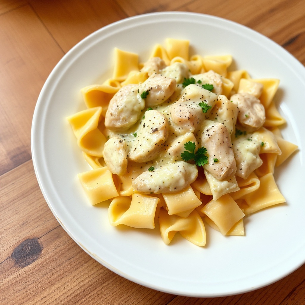 Pasta Bow Tie Cremosa con Pollo e Salsa al Parmigiano
