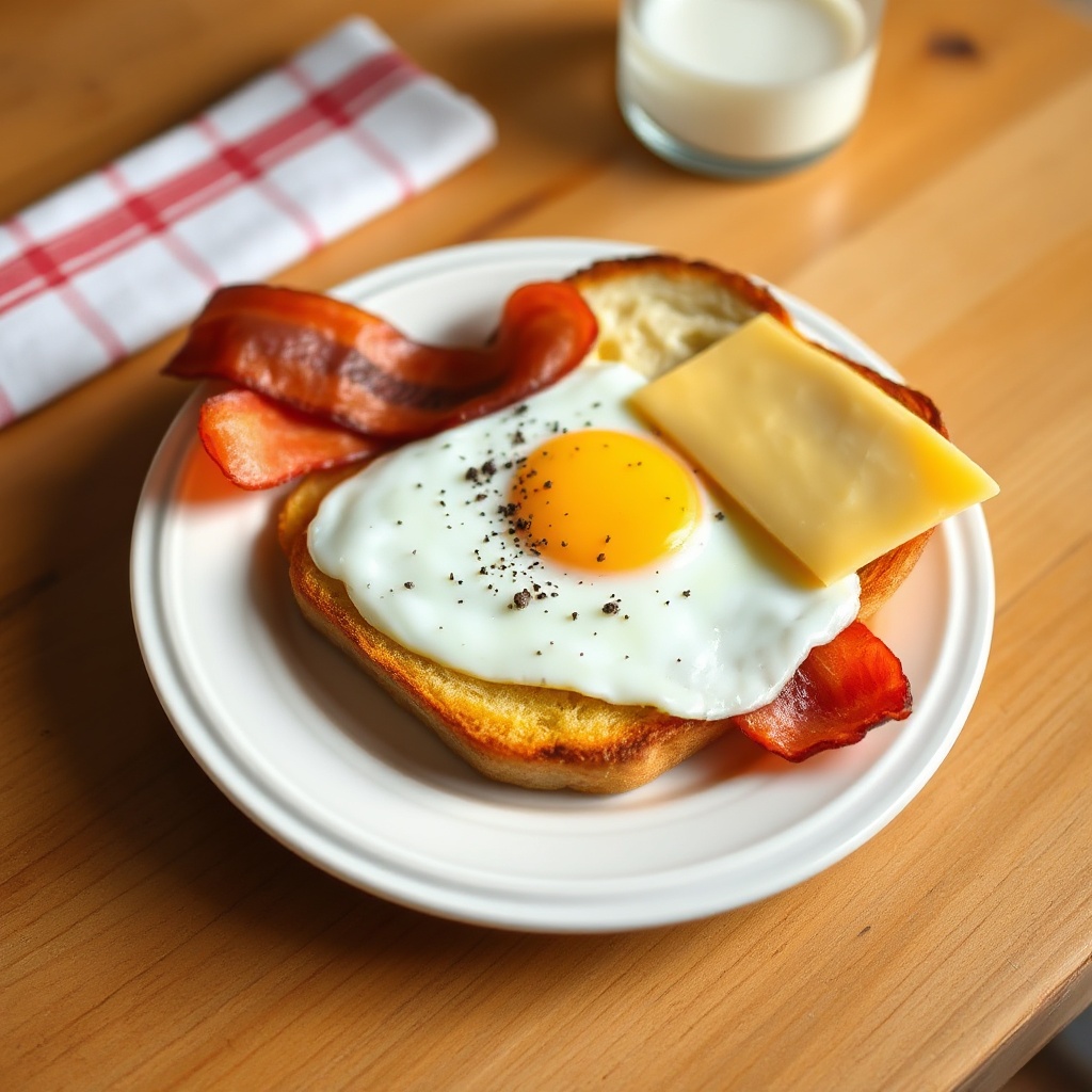 Toast Salato per Colazione con Bacon e Uova