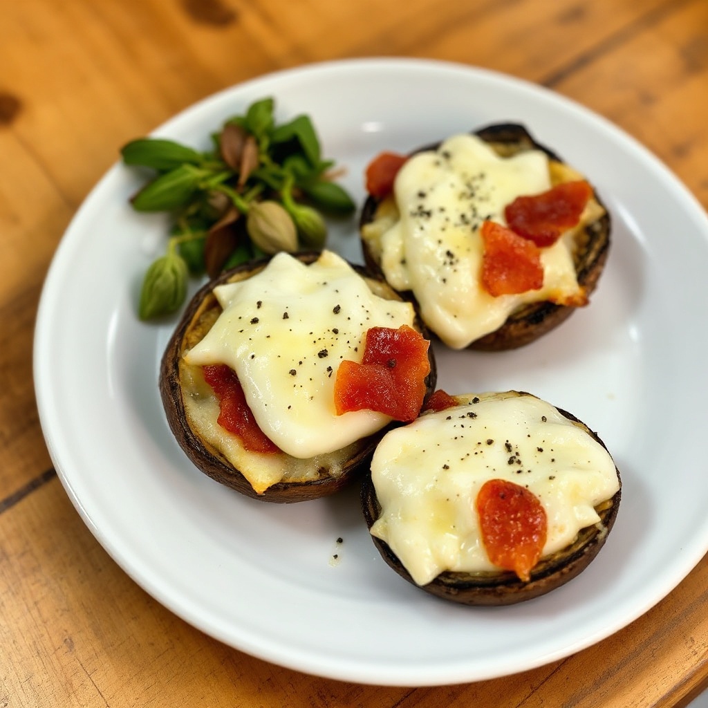 Käse-Bacon gefüllte Portobello-Kappen