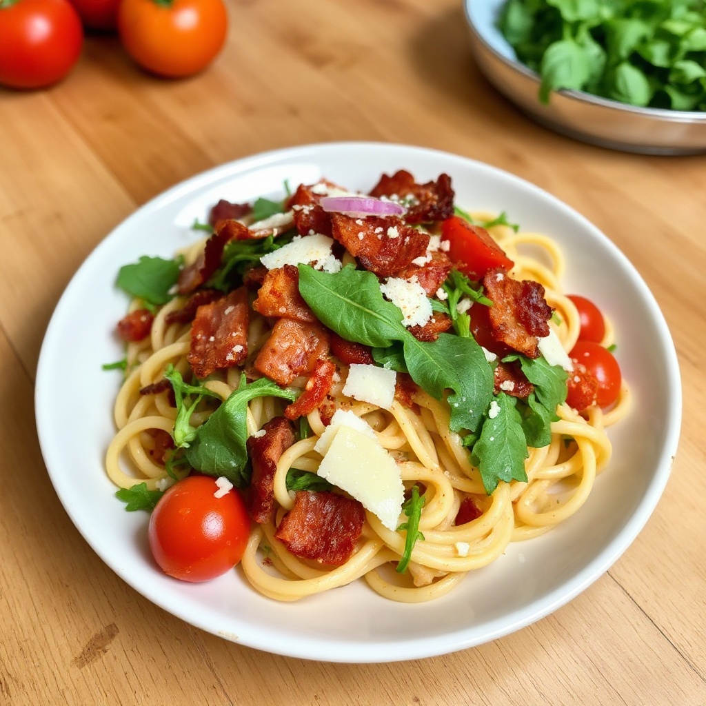 Pasta Bowtie con Bacon Croccante e Pomodoro