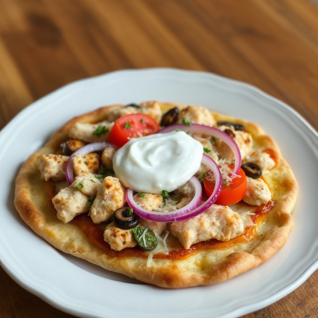 Pizza Flatbread con Pollo all'Aglio