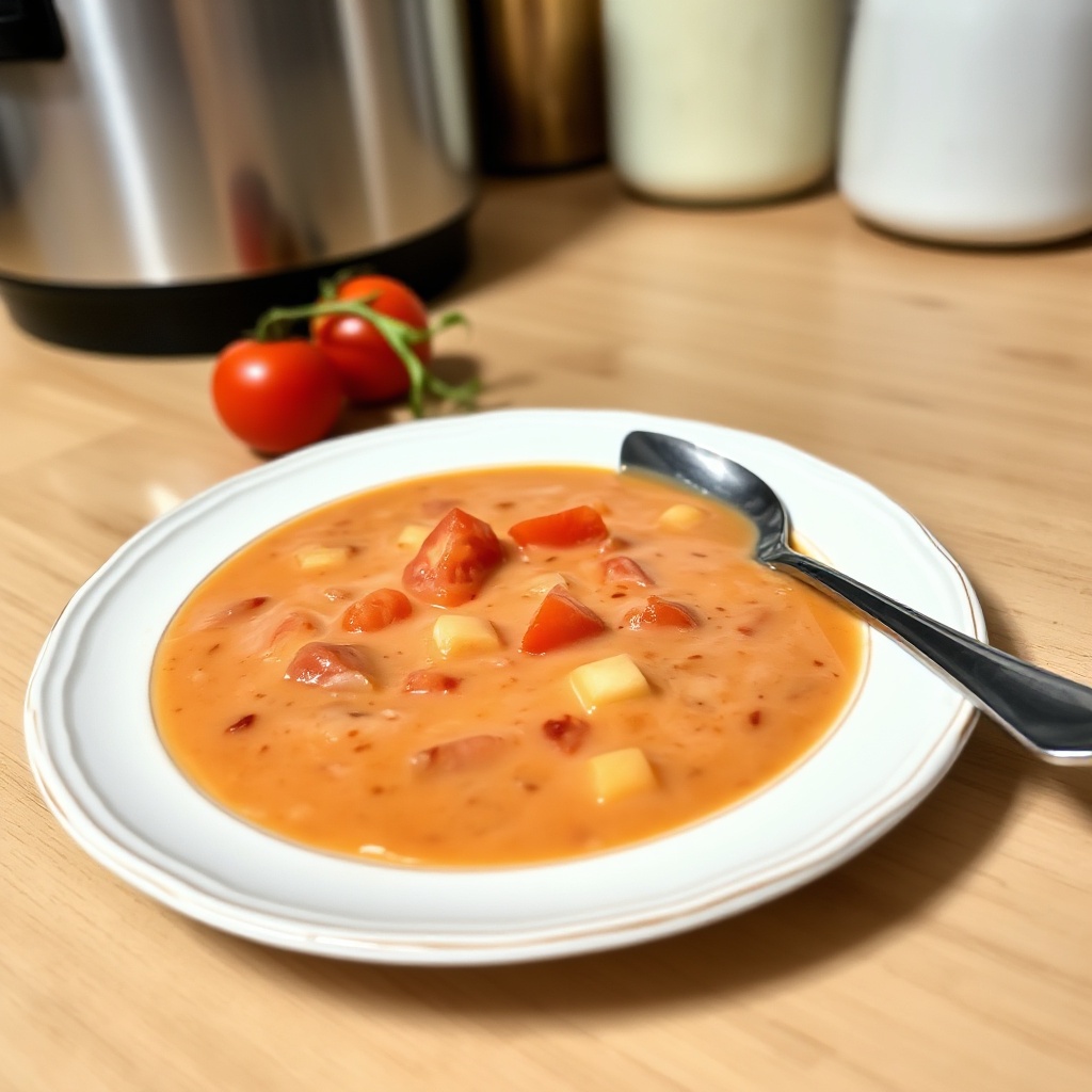 Hausgemachte cremige Tomatensuppe zum Einmachen
