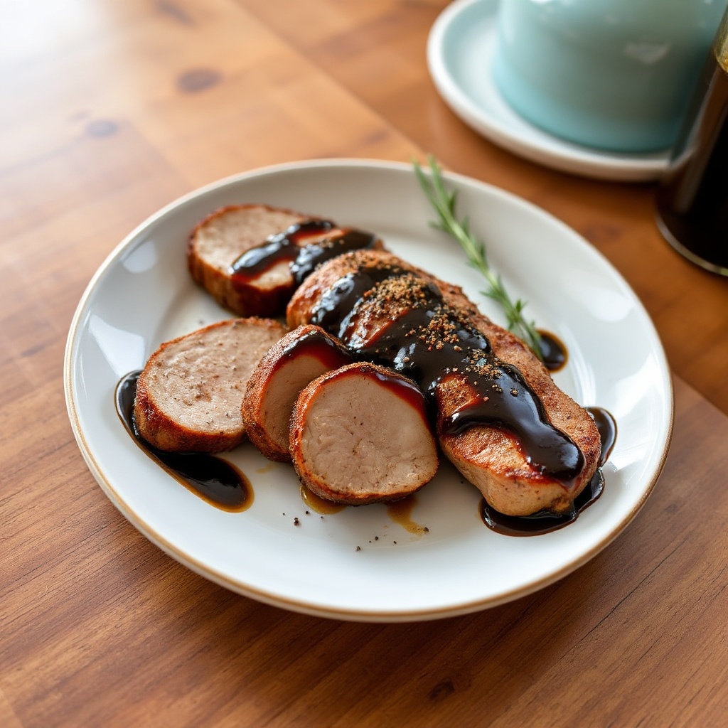 Gegrilltes Schweinefilet mit gewürzter Balsamico-Glasur